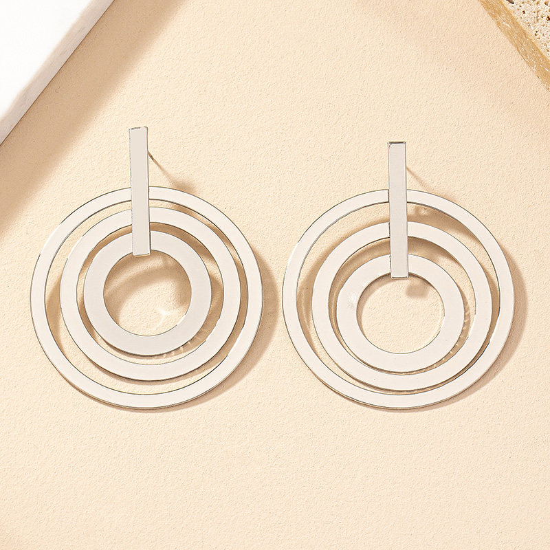 1 Paire Style Simple Rond Placage Alliage Plaqué Or Boucles D'oreilles display picture 4