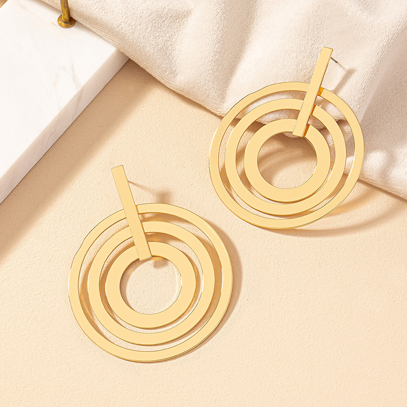 1 Pair Simple Style Round Plating Alloy Gold Plated Drop Earrings display picture 6