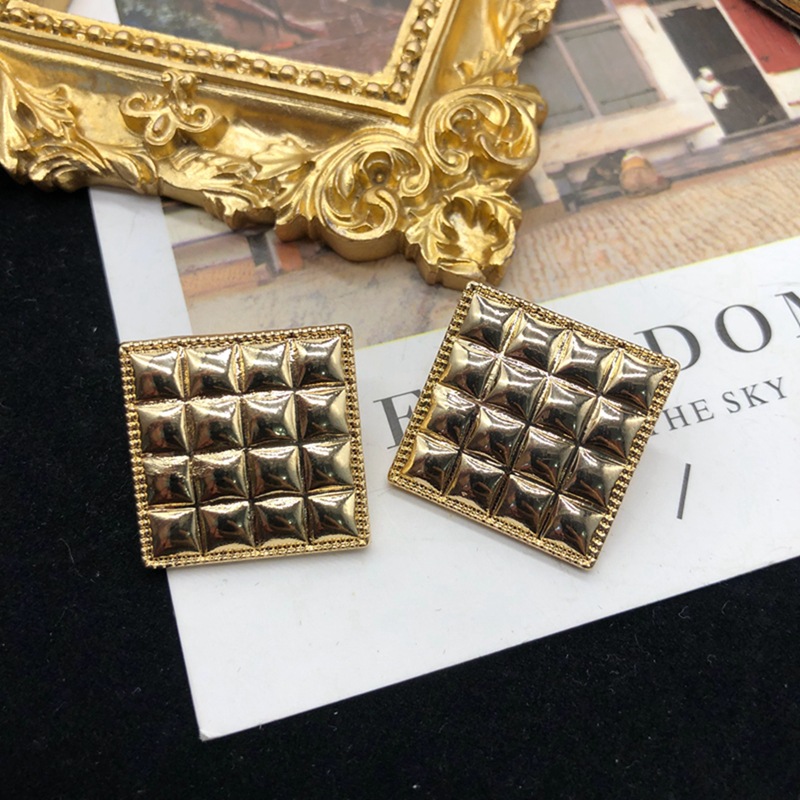 1 Pair Retro Geometric Round Square Plating Alloy Ear Studs display picture 5