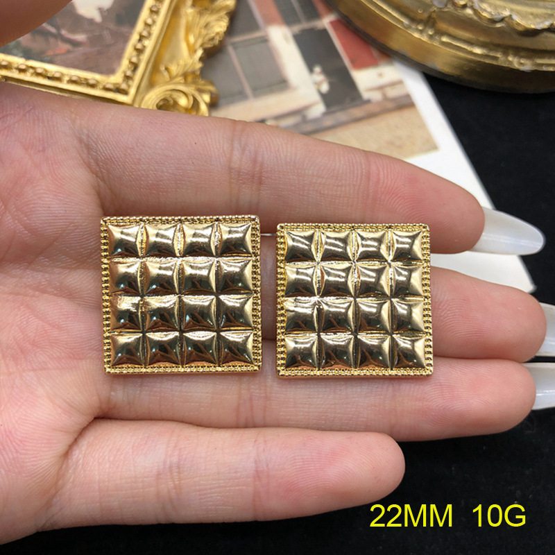 1 Pair Retro Geometric Round Square Plating Alloy Ear Studs display picture 6