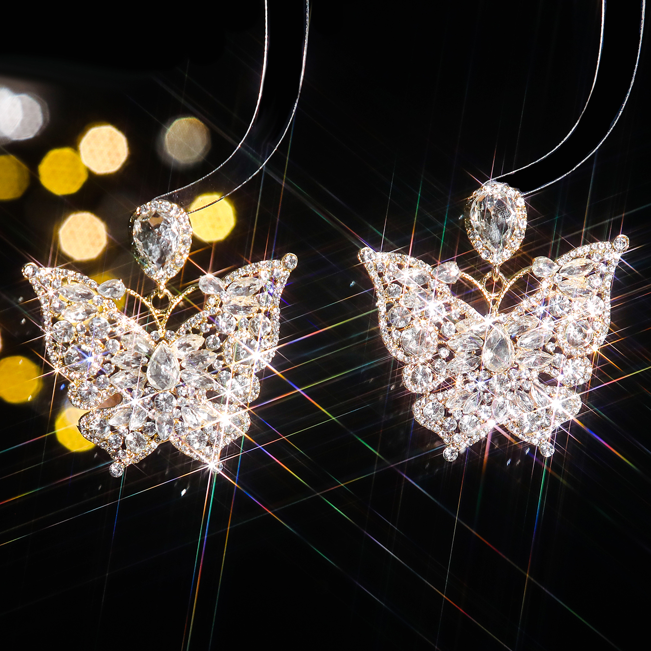 1 Paire Élégant Brillant Géométrique Bloc De Couleur Incruster Alliage Strass Zircon Boucles D'oreilles display picture 8