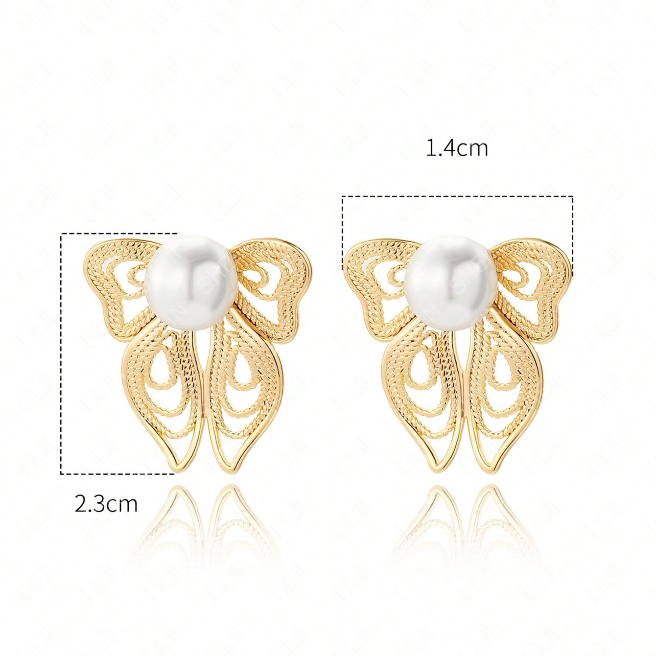 1 Pair Simple Style C Shape Plating Inlay Copper Artificial Pearls 14k Gold Plated Ear Studs display picture 6