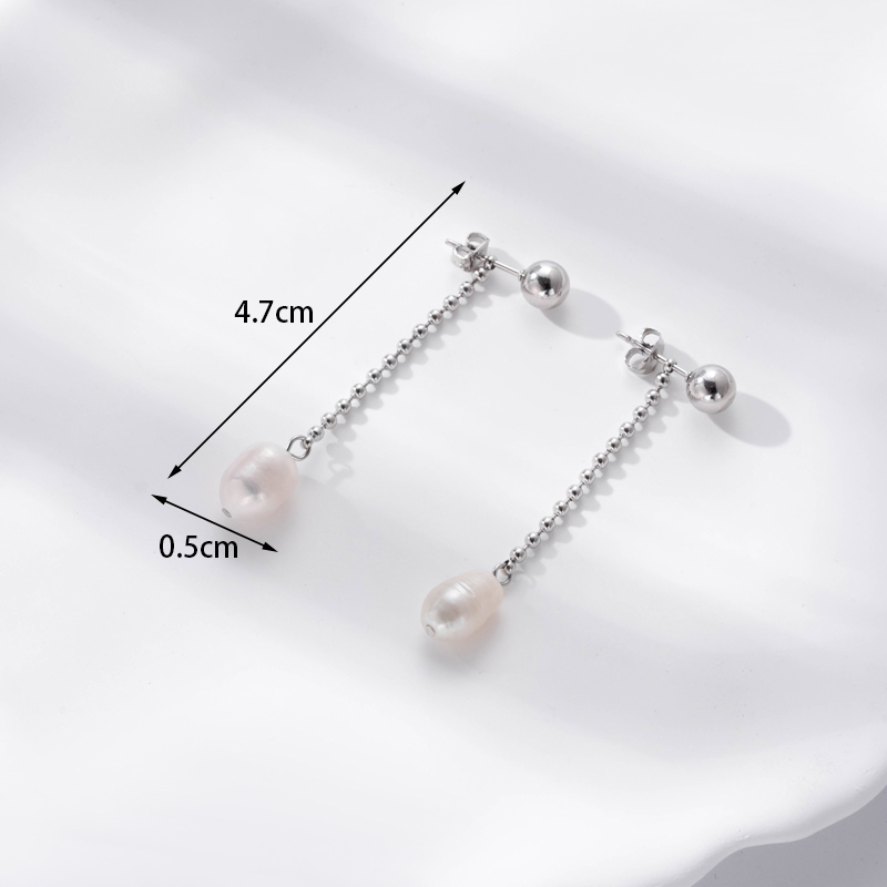 1 Pair Simple Style C Shape Round Pearl Plating Inlay Stainless Steel Pearl Zircon 18k Gold Plated Drop Earrings display picture 1