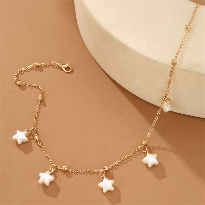 Sweet Star Heart Shape Bow Knot Alloy Pearl Women's Necklace display picture 3