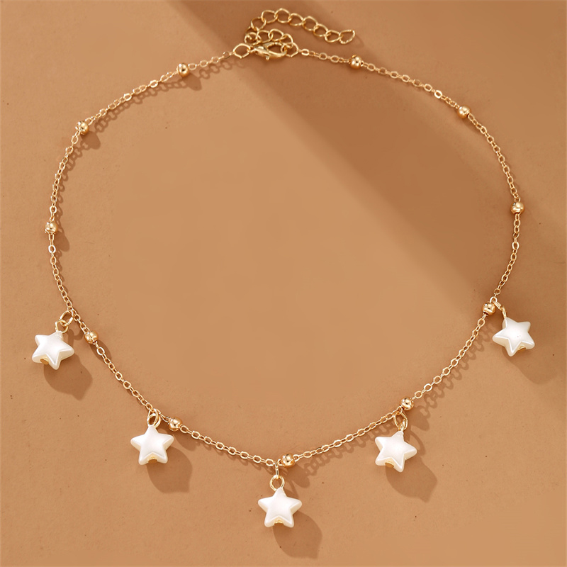 Sweet Star Heart Shape Bow Knot Alloy Pearl Women's Necklace display picture 2