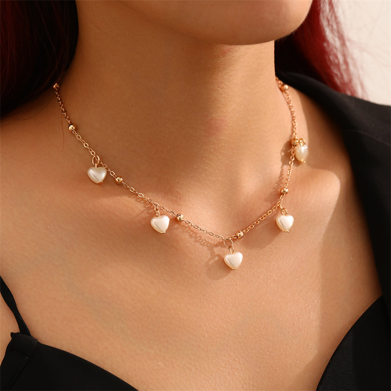 Sweet Star Heart Shape Bow Knot Alloy Pearl Women's Necklace display picture 7