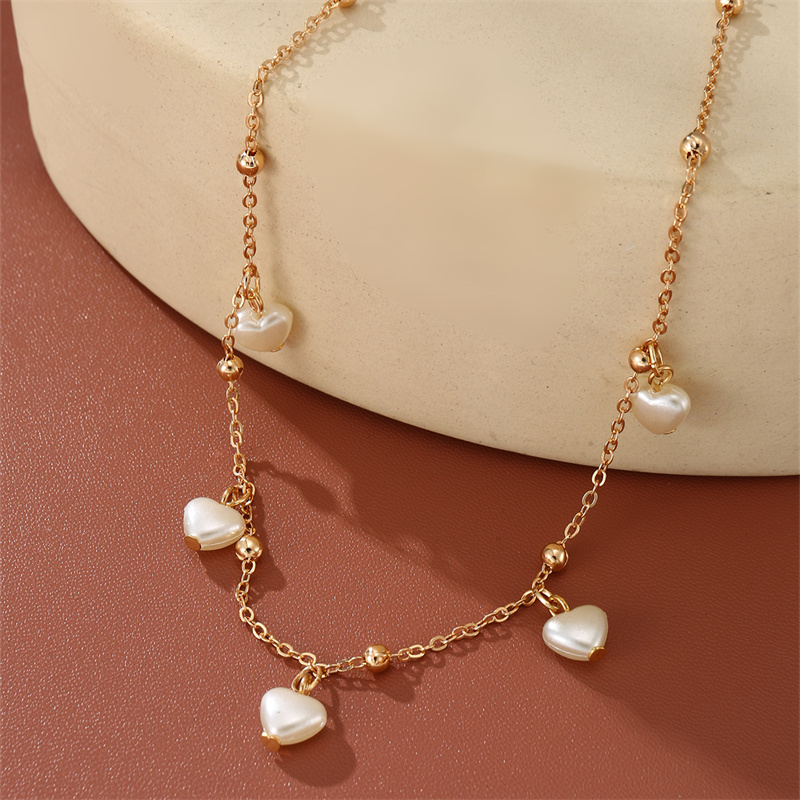 Sweet Star Heart Shape Bow Knot Alloy Pearl Women's Necklace display picture 11