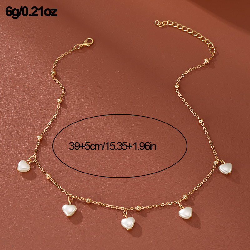 Sweet Star Heart Shape Bow Knot Alloy Pearl Women's Necklace display picture 12