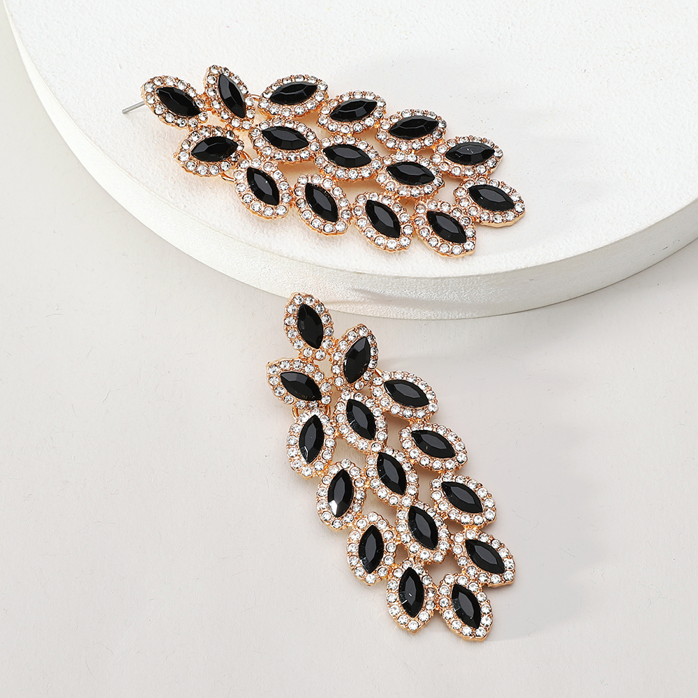 1 Pair Elegant Maple Leaf Plating Hollow Out Inlay Zinc Alloy Rhinestones Drop Earrings display picture 10