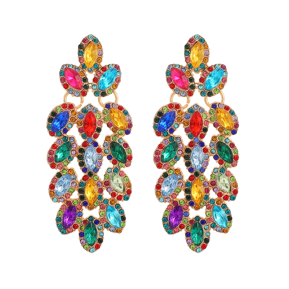 1 Pair Elegant Maple Leaf Plating Hollow Out Inlay Zinc Alloy Rhinestones Drop Earrings display picture 2