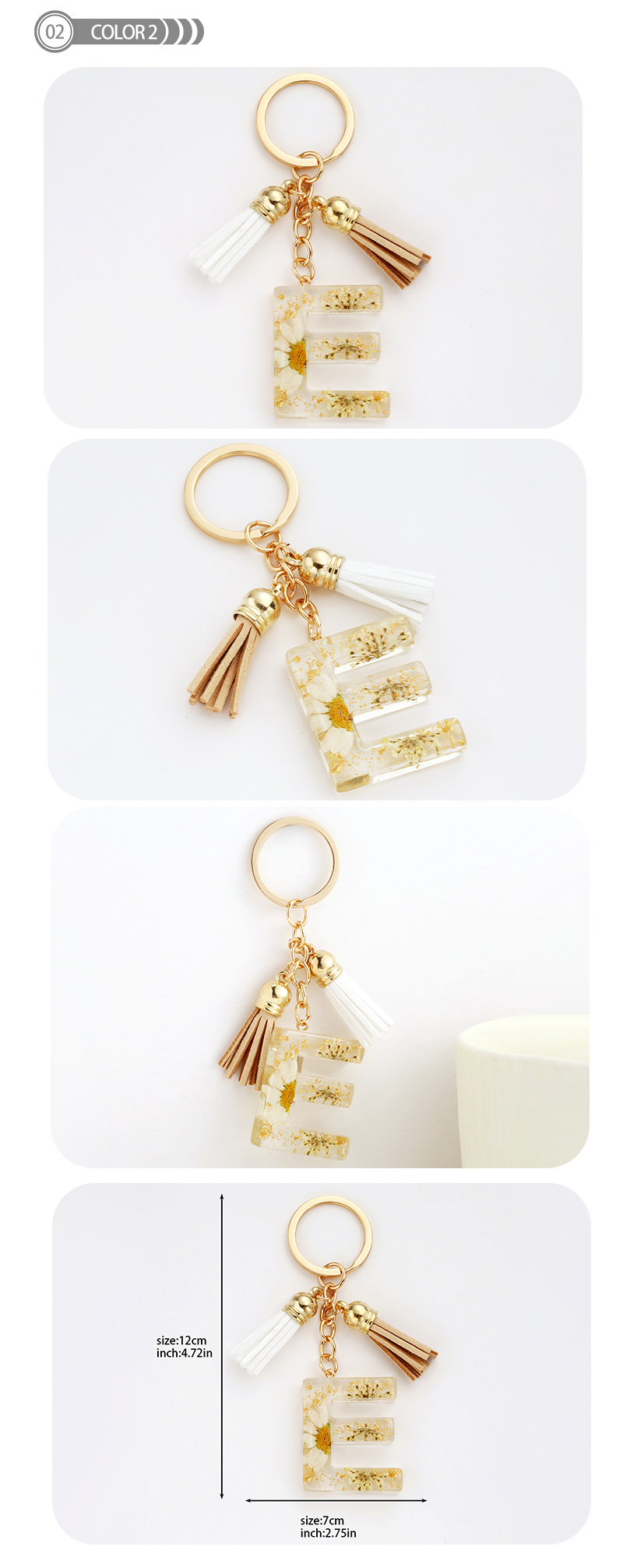 Simple Style Letter Resin Tassel Bag Pendant Keychain display picture 3