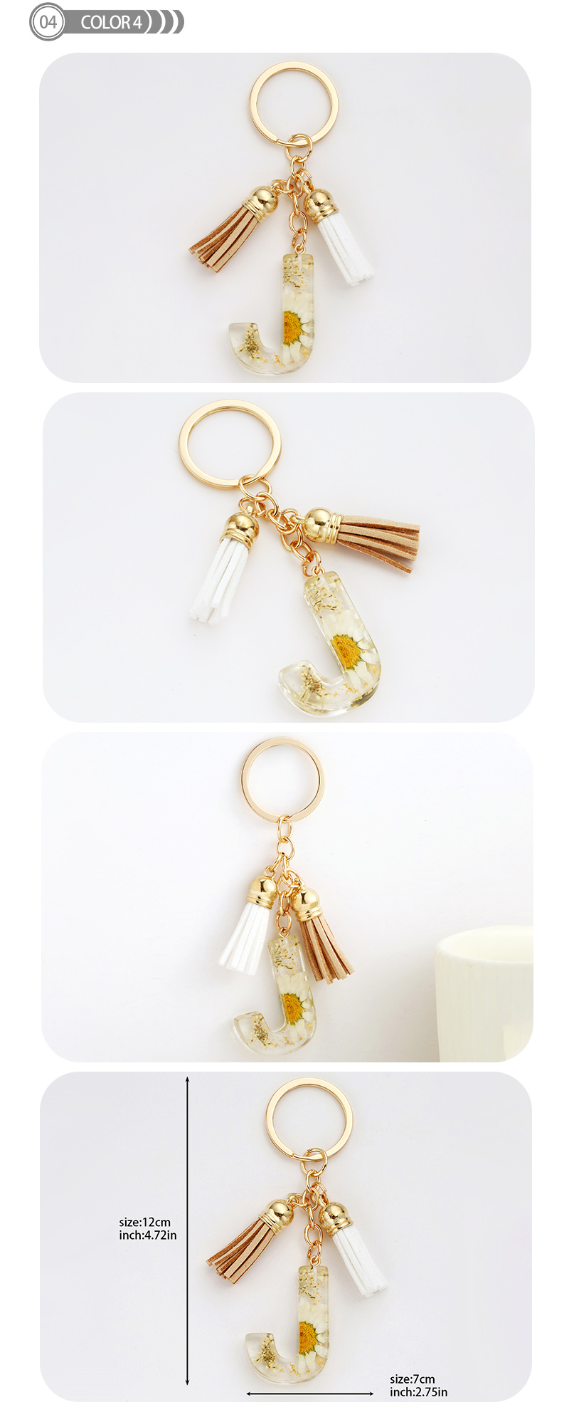 Simple Style Letter Resin Tassel Bag Pendant Keychain display picture 5