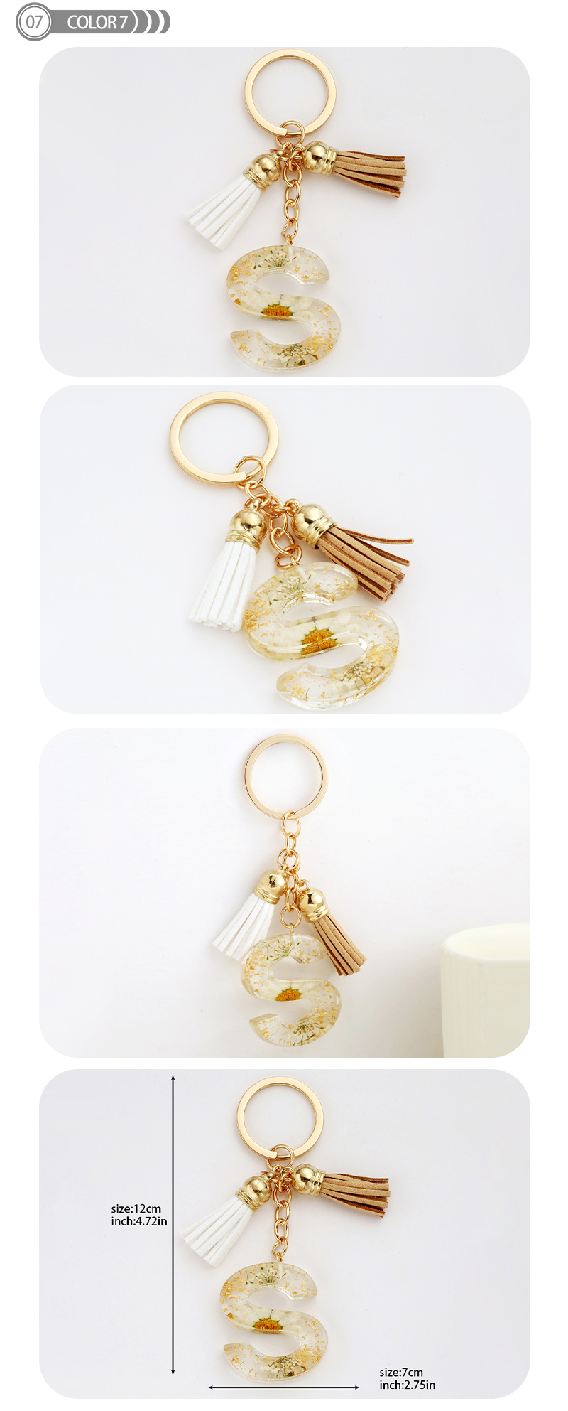 Simple Style Letter Resin Tassel Bag Pendant Keychain display picture 8