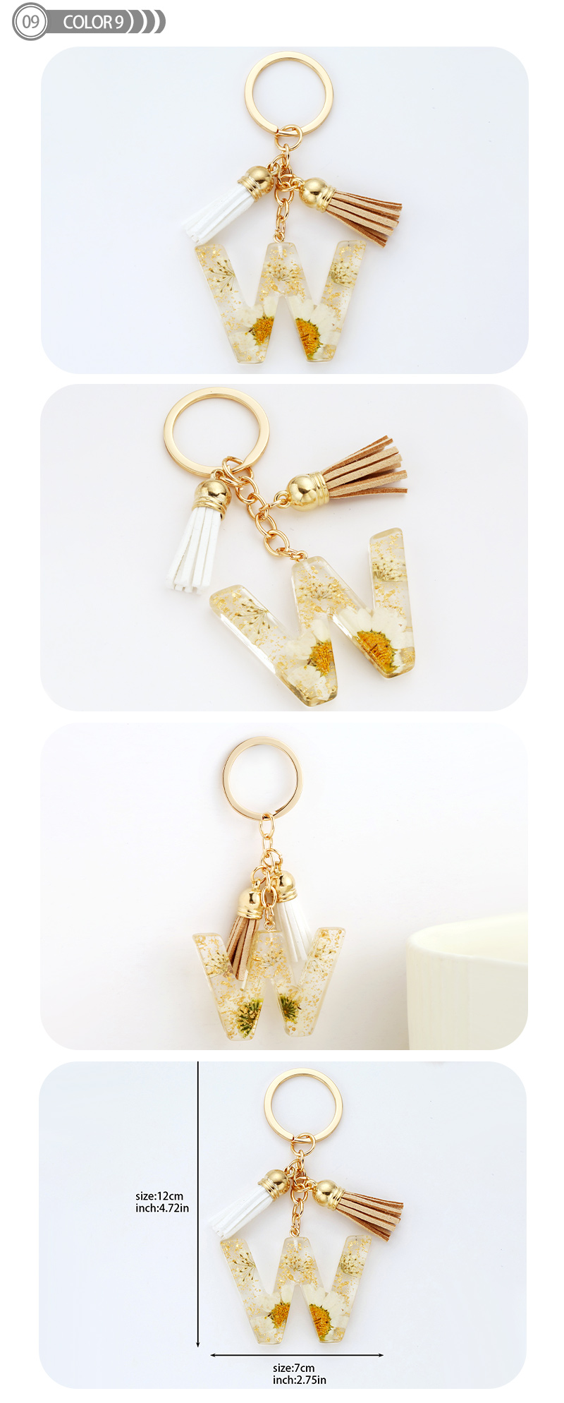 Simple Style Letter Resin Tassel Bag Pendant Keychain display picture 10