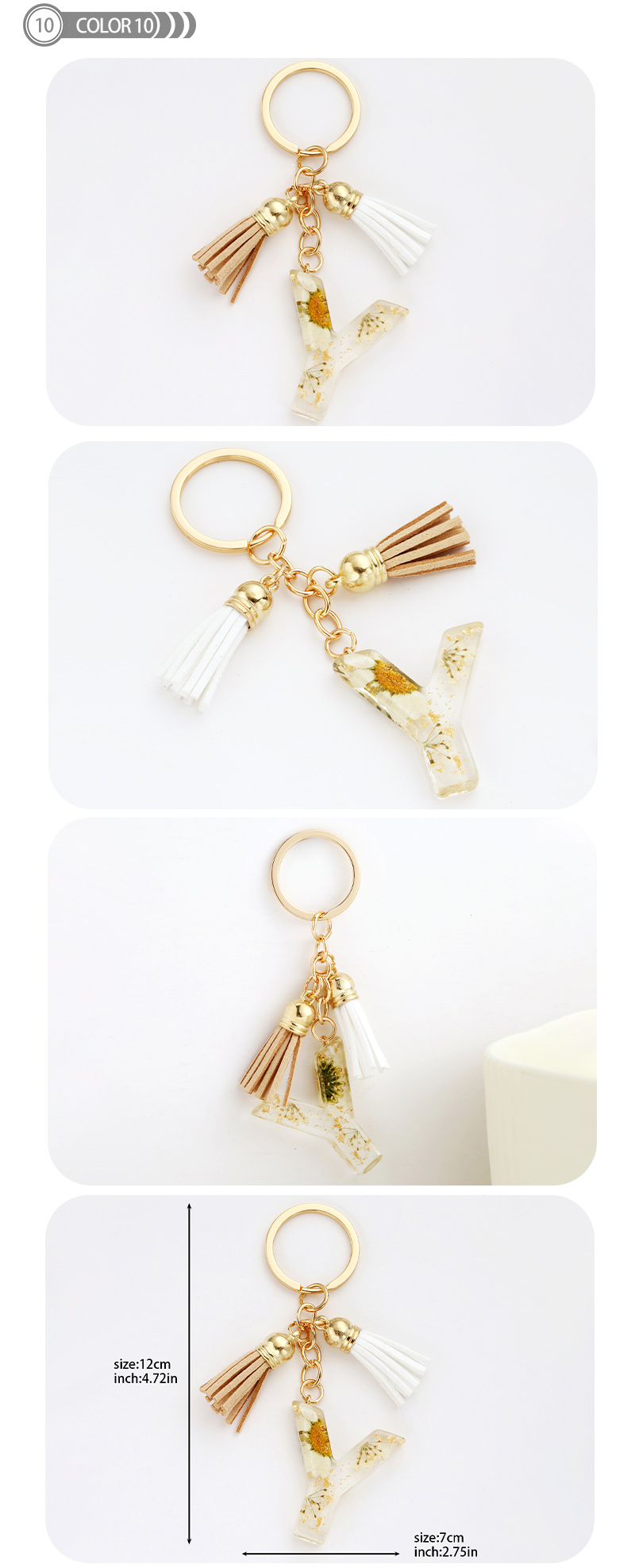 Simple Style Letter Resin Tassel Bag Pendant Keychain display picture 11