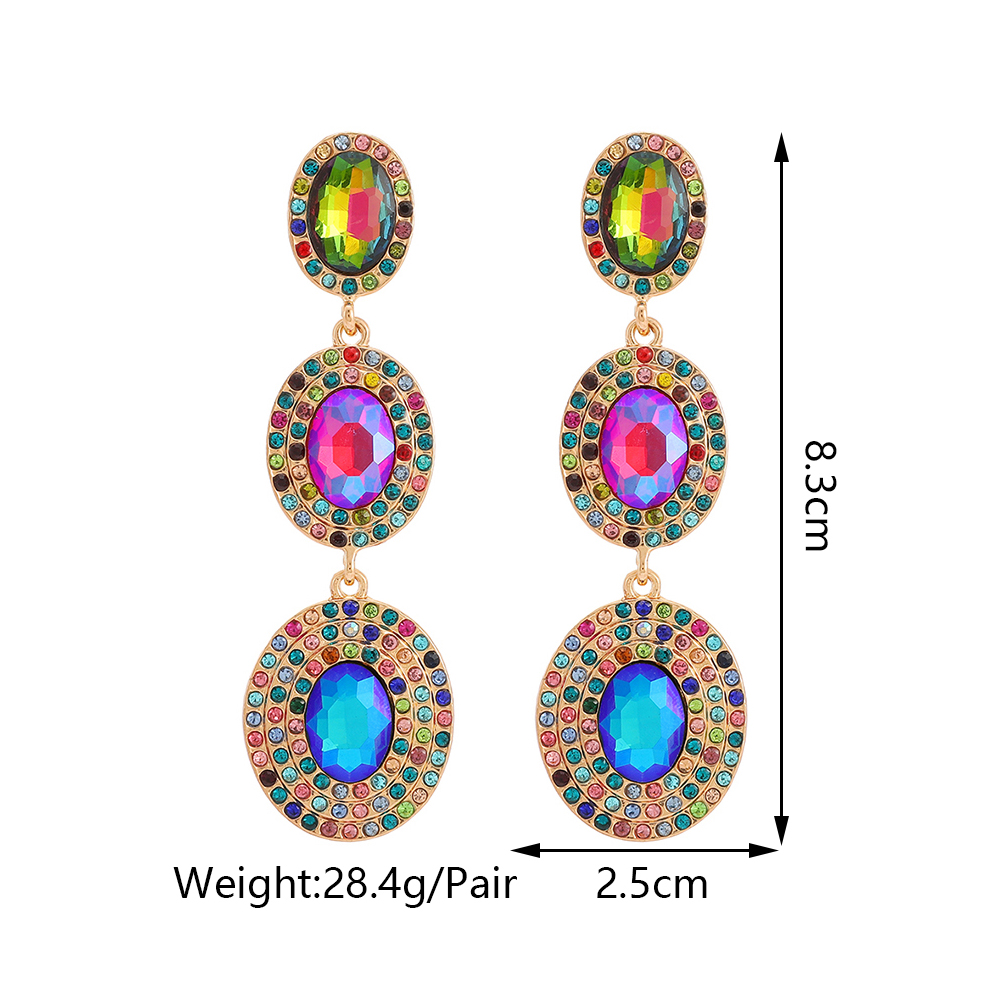 1 Pair Glam Luxurious Oval Plating Inlay Alloy Rhinestones Glass Drop Earrings display picture 1