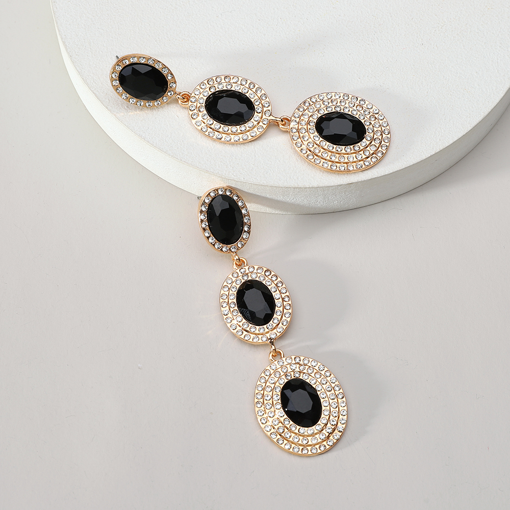 1 Pair Glam Luxurious Oval Plating Inlay Alloy Rhinestones Glass Drop Earrings display picture 10
