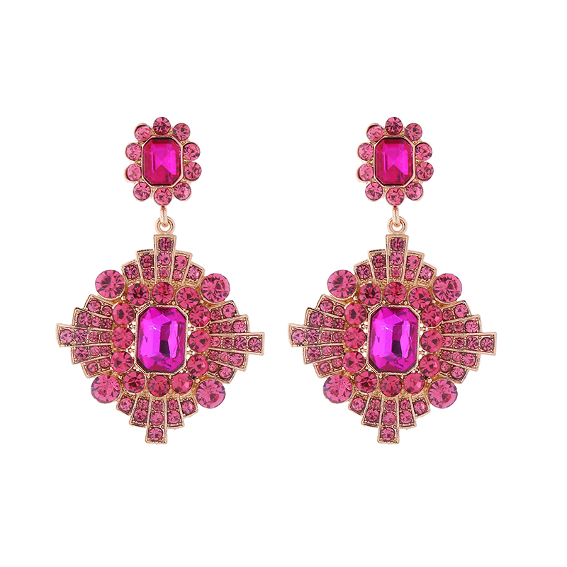 1 Pair Elegant Luxurious Classic Style Geometric Plating Inlay Alloy Rhinestones Glass Gold Plated Drop Earrings display picture 8