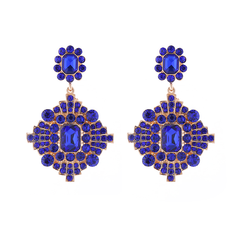 1 Pair Elegant Luxurious Classic Style Geometric Plating Inlay Alloy Rhinestones Glass Gold Plated Drop Earrings display picture 7