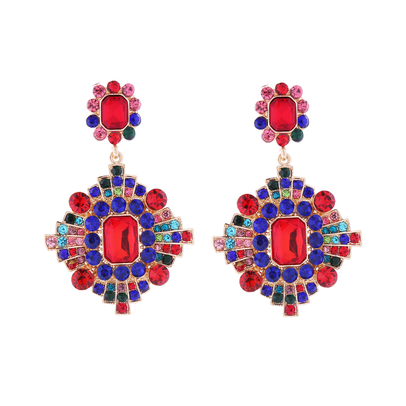 1 Pair Elegant Luxurious Classic Style Geometric Plating Inlay Alloy Rhinestones Glass Gold Plated Drop Earrings display picture 9