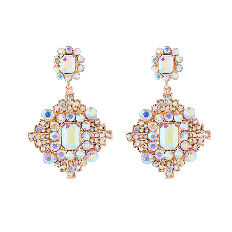 1 Pair Elegant Luxurious Classic Style Geometric Plating Inlay Alloy Rhinestones Glass Gold Plated Drop Earrings display picture 6
