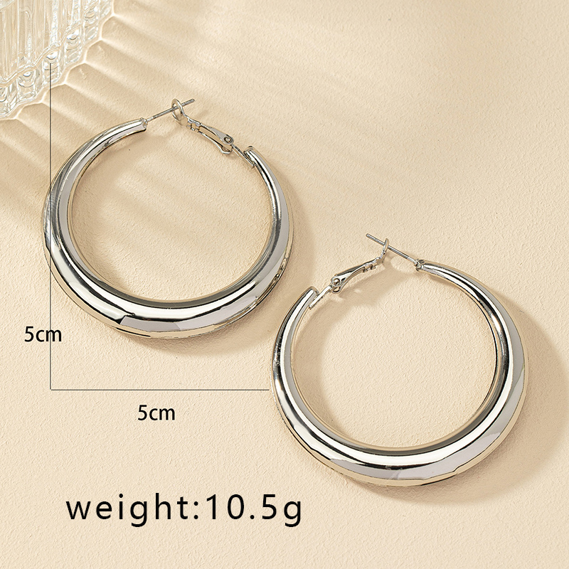 1 Pair Simple Style Commute Round Plating Alloy Gold Plated Hoop Earrings display picture 6
