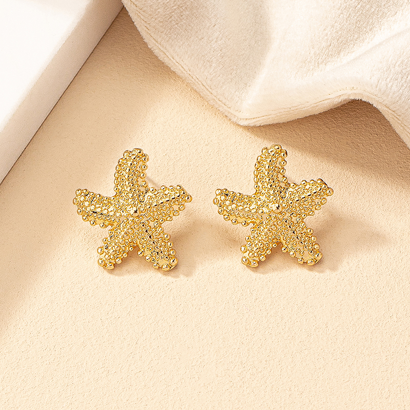 1 Pair Retro Marine Style Starfish Plating Alloy Gold Plated Ear Studs display picture 5