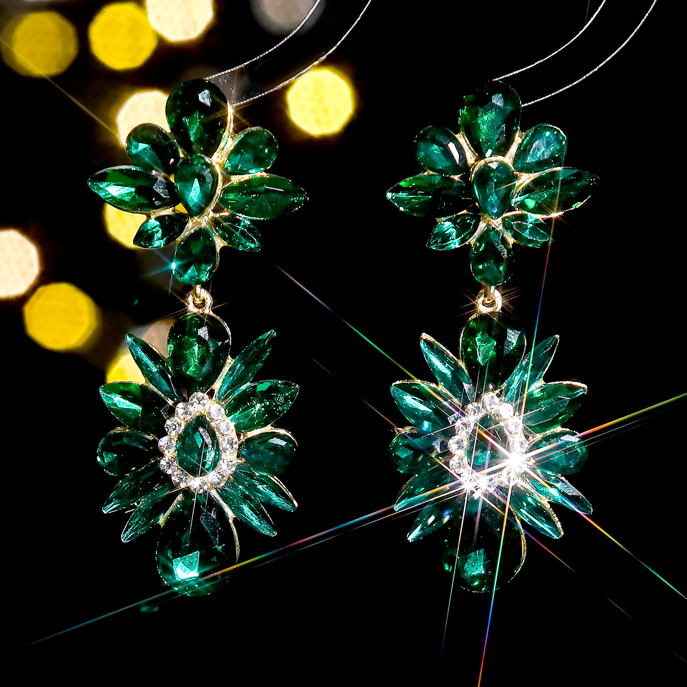 1 Pair Elegant Romantic Geometric Colorful Inlay Alloy Rhinestones Zircon Drop Earrings display picture 3