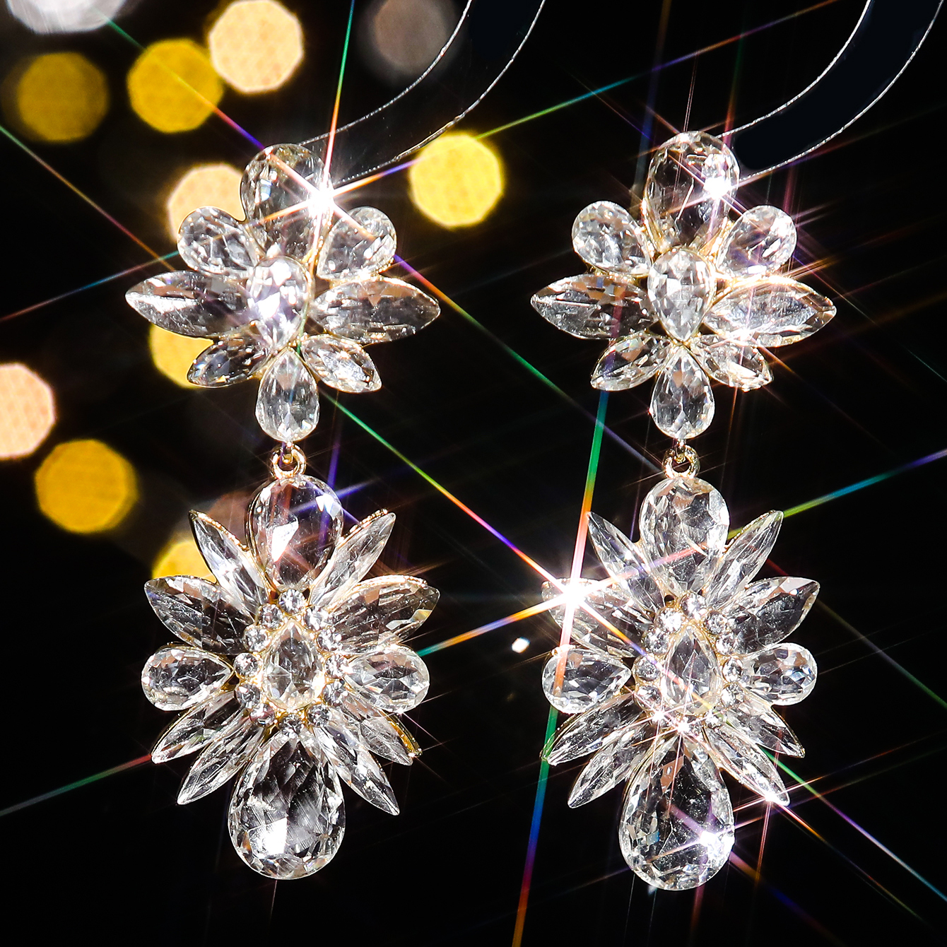 1 Pair Elegant Romantic Geometric Colorful Inlay Alloy Rhinestones Zircon Drop Earrings display picture 7