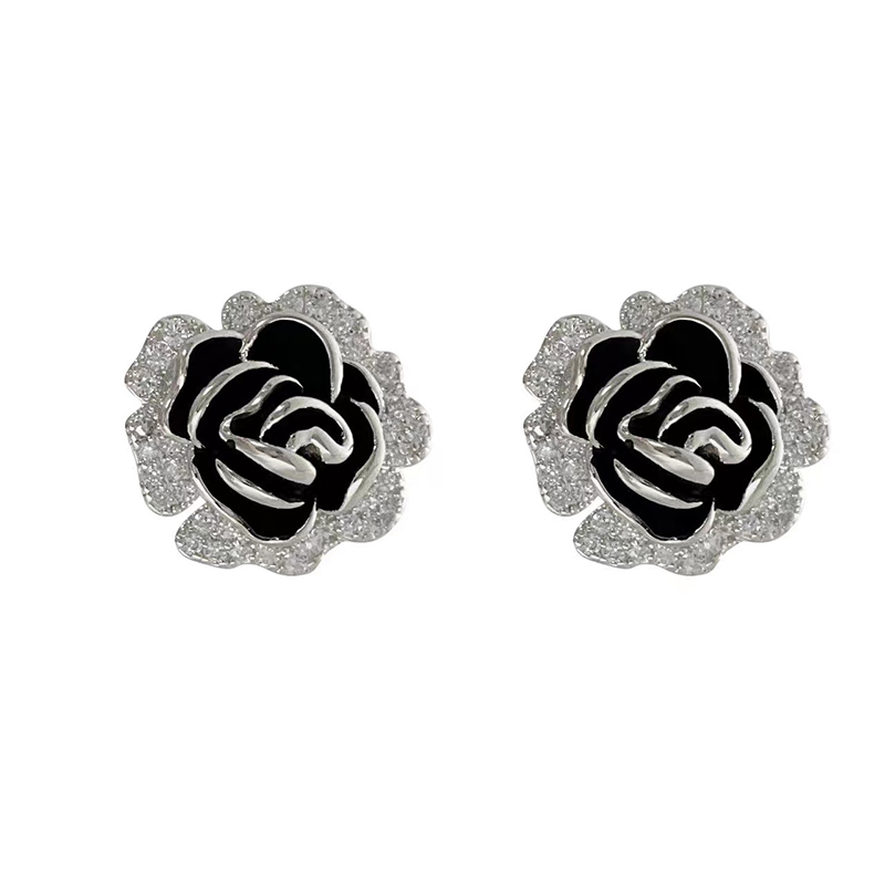 1 Pair Elegant Flower Enamel Plating Alloy Gold Plated Silver Plated Ear Studs display picture 1