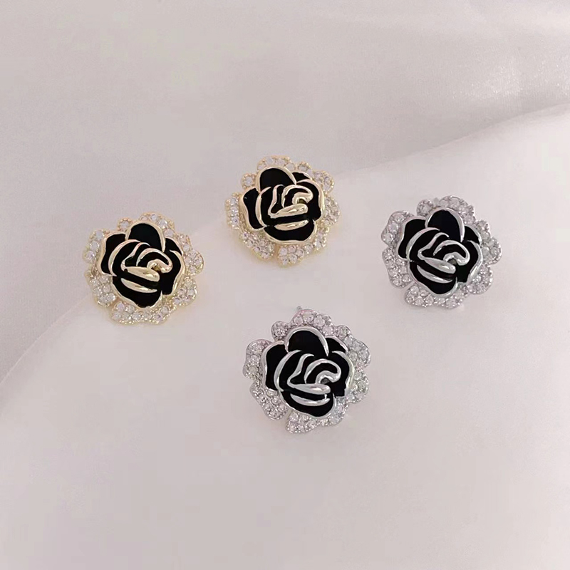 1 Pair Elegant Flower Enamel Plating Alloy Gold Plated Silver Plated Ear Studs display picture 2