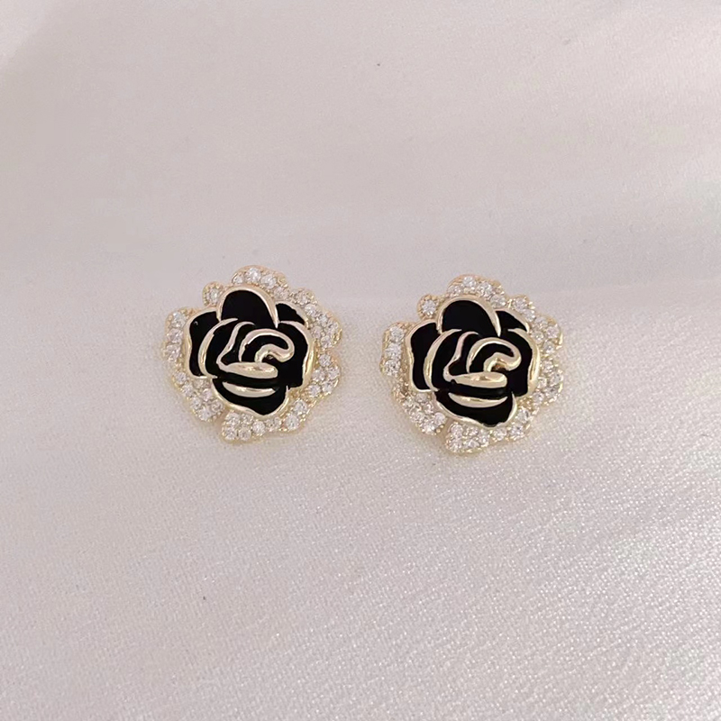 1 Pair Elegant Flower Enamel Plating Alloy Gold Plated Silver Plated Ear Studs display picture 5