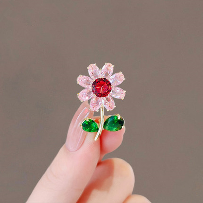 1 Pair Simple Style Classic Style Flower Plating Inlay Copper Zircon 18k Gold Plated Ear Studs display picture 2