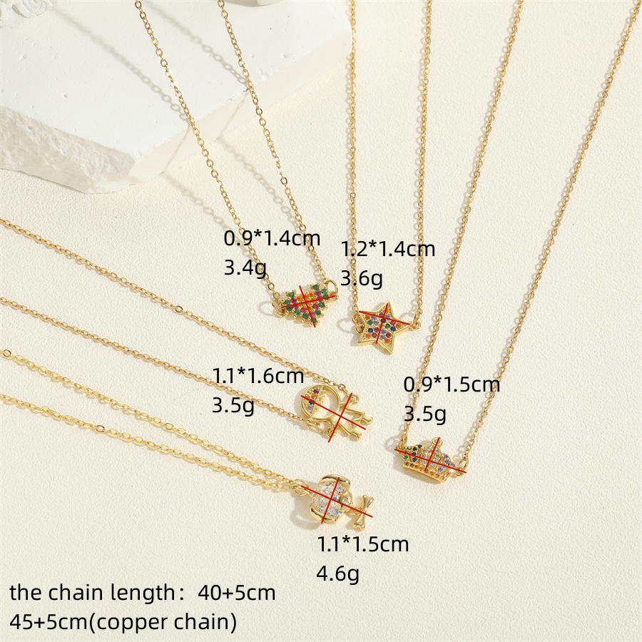 Wholesale Cute Vintage Style Simple Style Human Heart Shape Crown Stainless Steel Copper Plating Inlay Zircon Pendant Necklace display picture 7