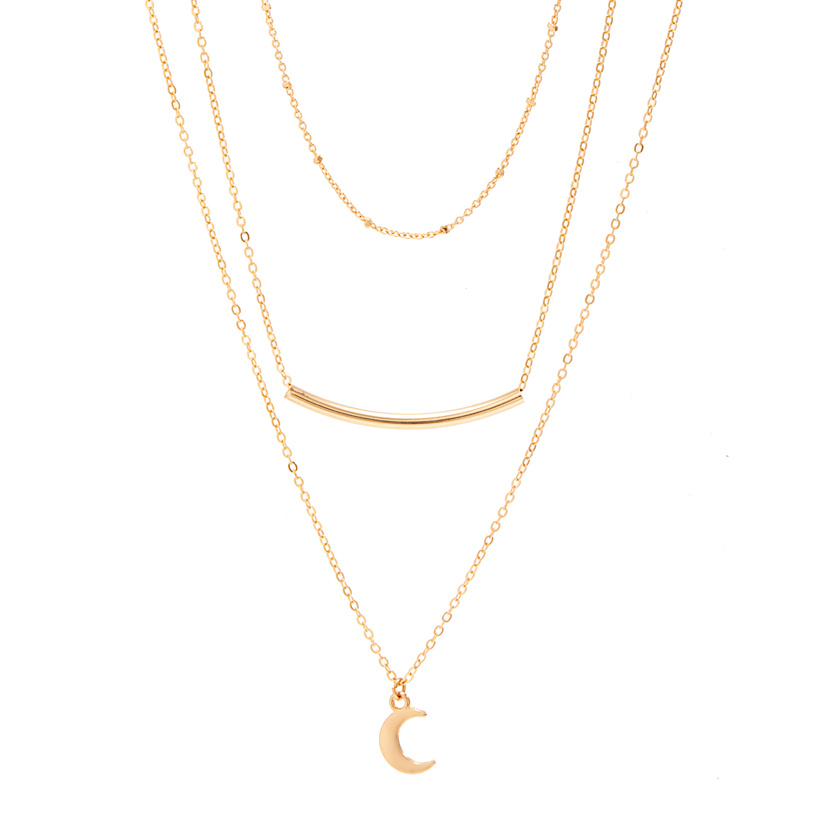 Lässig Retro Einfacher Stil Irregulär Geometrisch Mond Legierung Kupfer Großhandel Geschichtete Halskette display picture 4