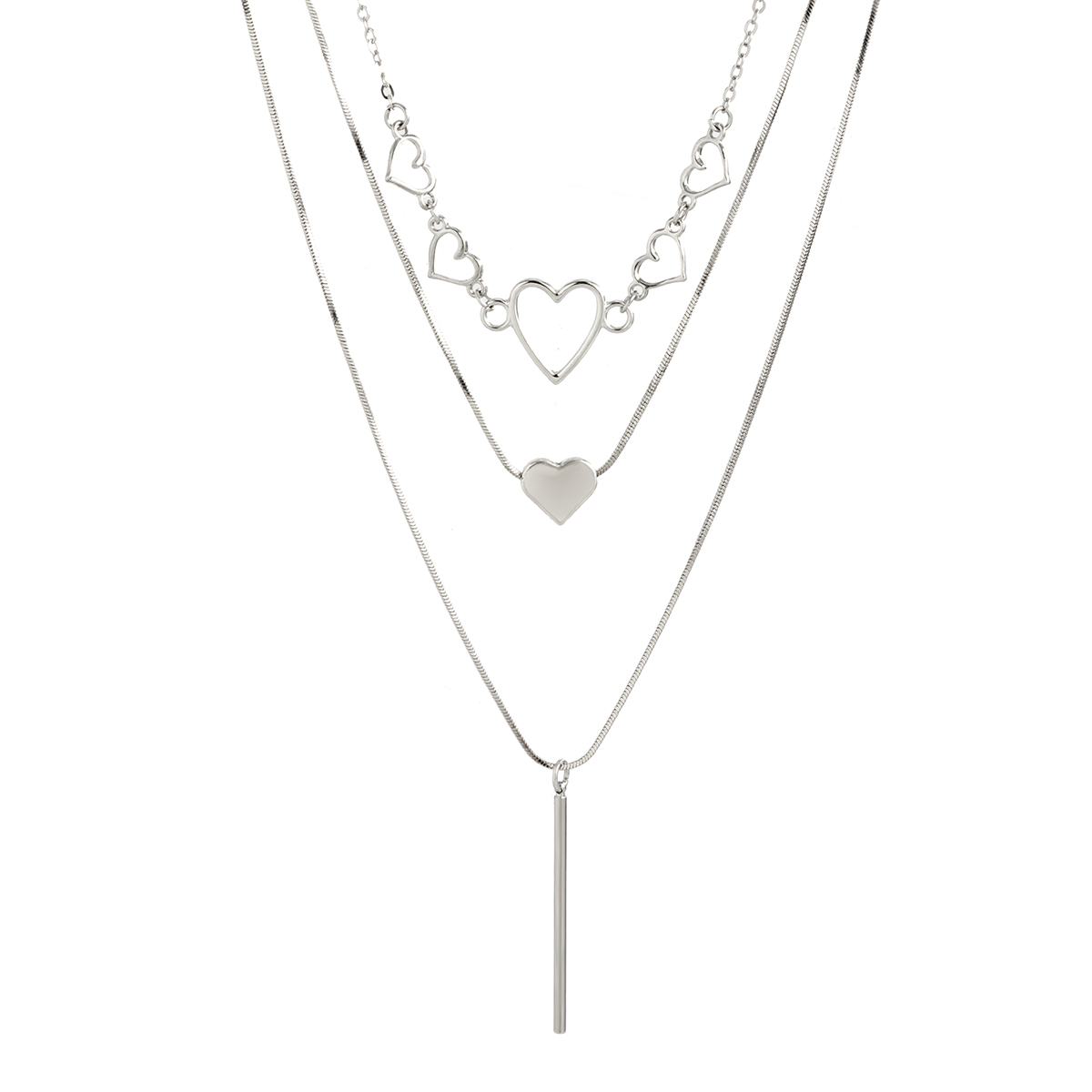 Retro Einfacher Stil Klassischer Stil Irregulär Geometrisch Herzform Legierung Kupfer Großhandel Geschichtete Halskette display picture 4