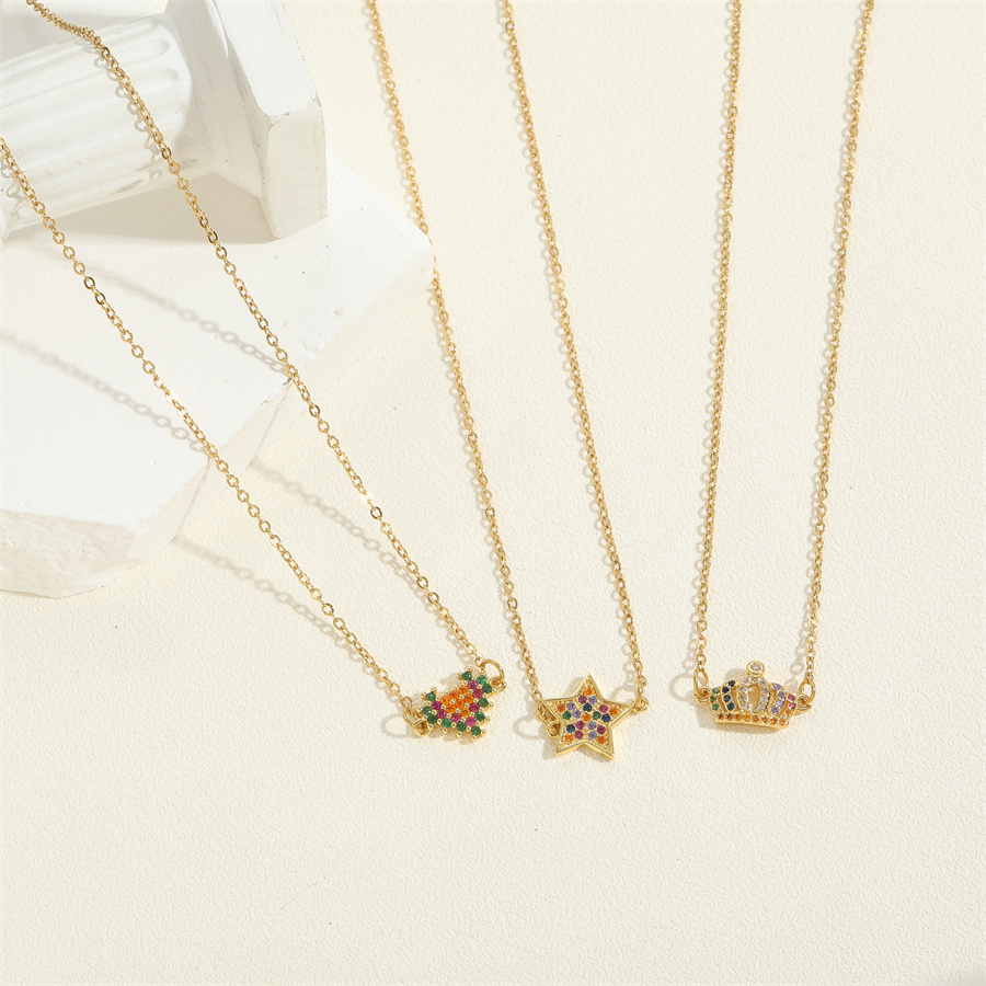 Wholesale Cute Vintage Style Simple Style Human Heart Shape Crown Stainless Steel Copper Plating Inlay Zircon Pendant Necklace display picture 8