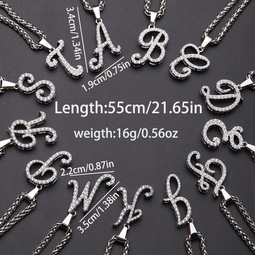 304 Stainless Steel Copper Hip-Hop Basic Classic Style Inlay Letter Zircon Pendant Necklace display picture 15