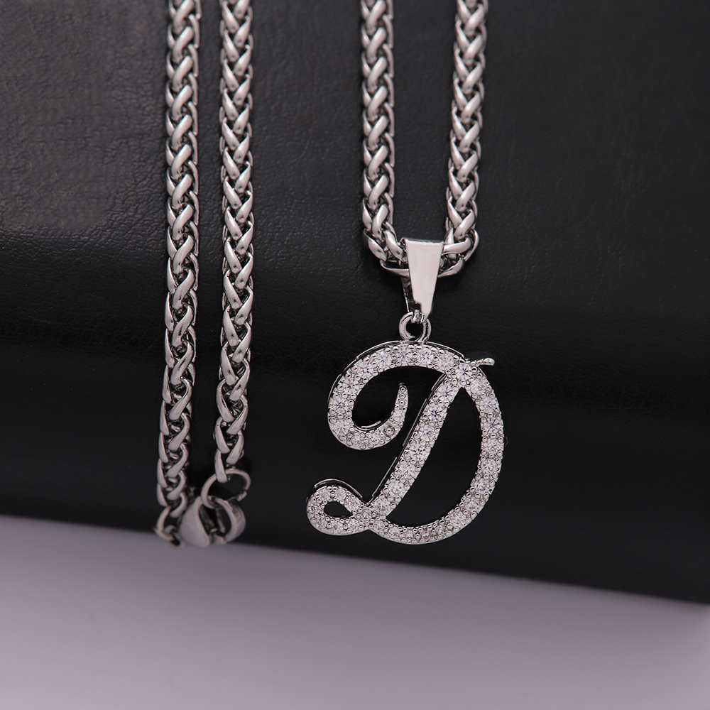 304 Stainless Steel Copper Hip-Hop Basic Classic Style Inlay Letter Zircon Pendant Necklace display picture 5