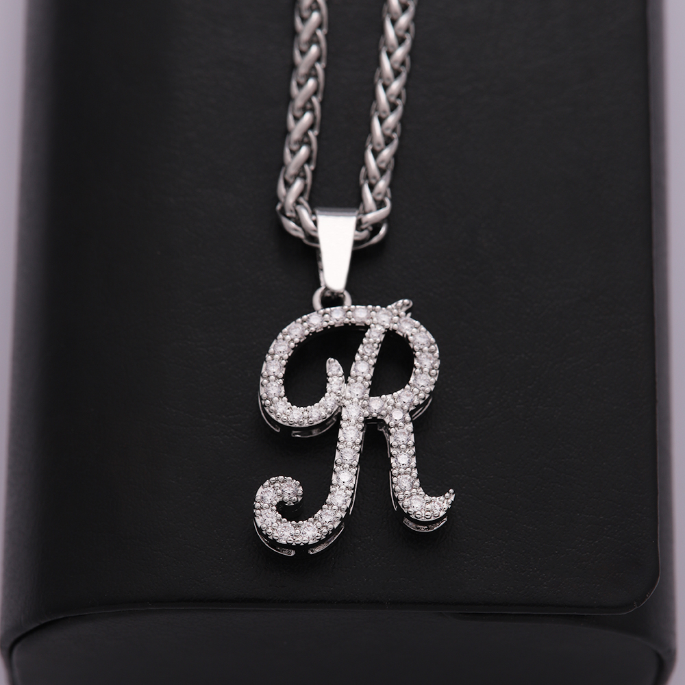304 Stainless Steel Copper Hip-Hop Basic Classic Style Inlay Letter Zircon Pendant Necklace display picture 12