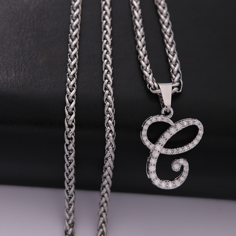 304 Stainless Steel Copper Hip-Hop Basic Classic Style Inlay Letter Zircon Pendant Necklace display picture 4