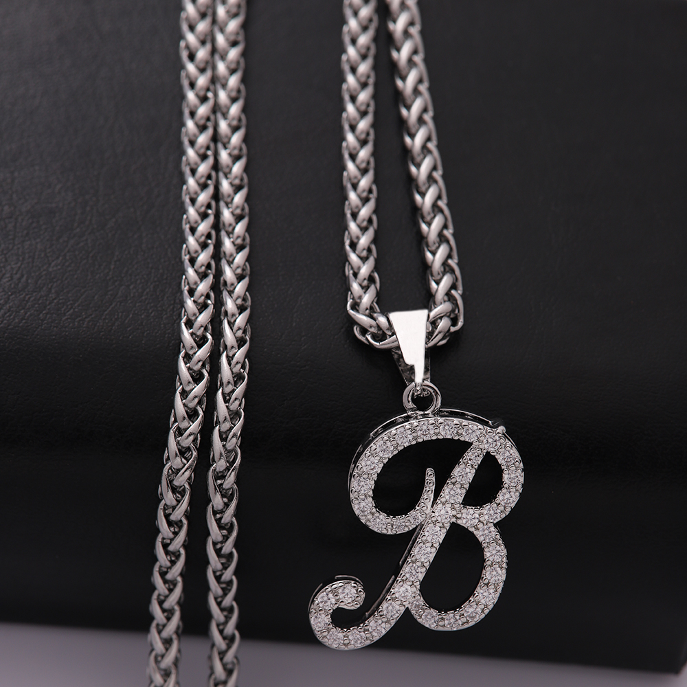 304 Stainless Steel Copper Hip-Hop Basic Classic Style Inlay Letter Zircon Pendant Necklace display picture 3
