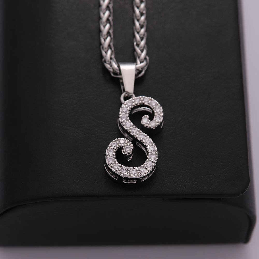 304 Stainless Steel Copper Hip-Hop Basic Classic Style Inlay Letter Zircon Pendant Necklace display picture 13