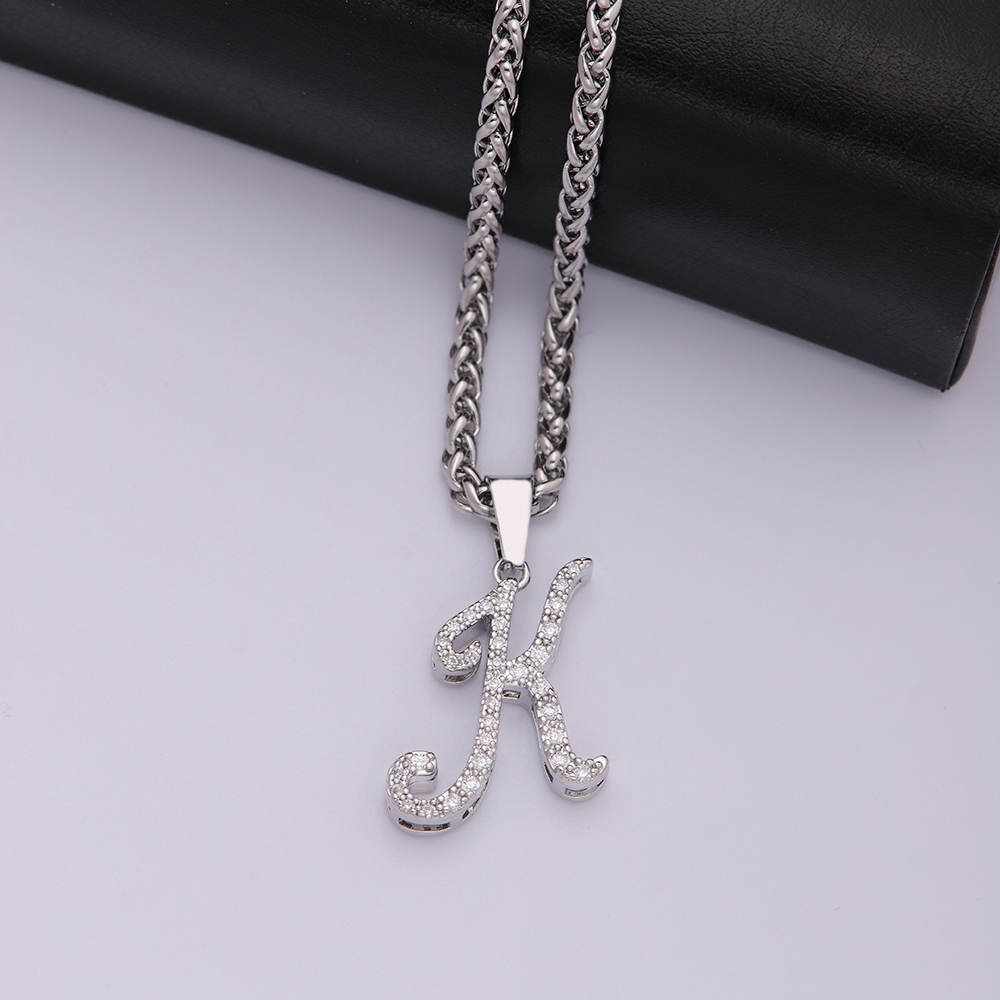 304 Stainless Steel Copper Hip-Hop Basic Classic Style Inlay Letter Zircon Pendant Necklace display picture 9