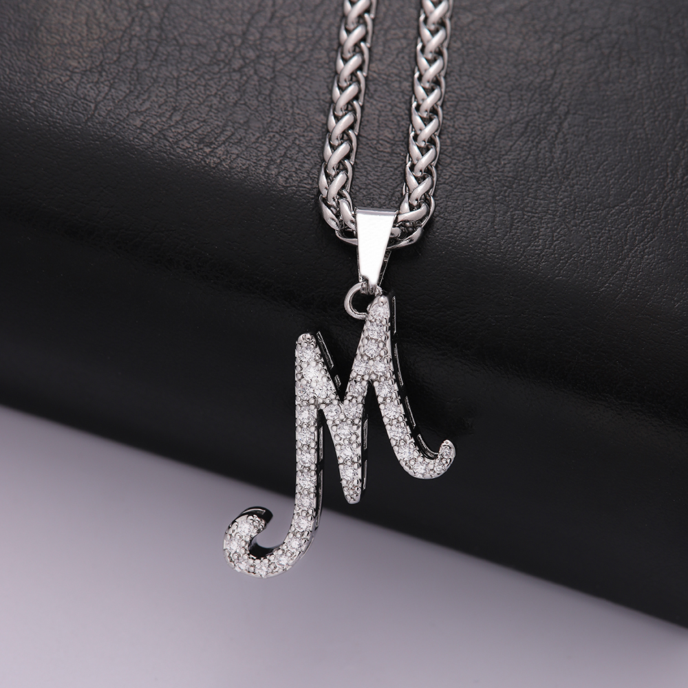 304 Stainless Steel Copper Hip-Hop Basic Classic Style Inlay Letter Zircon Pendant Necklace display picture 10