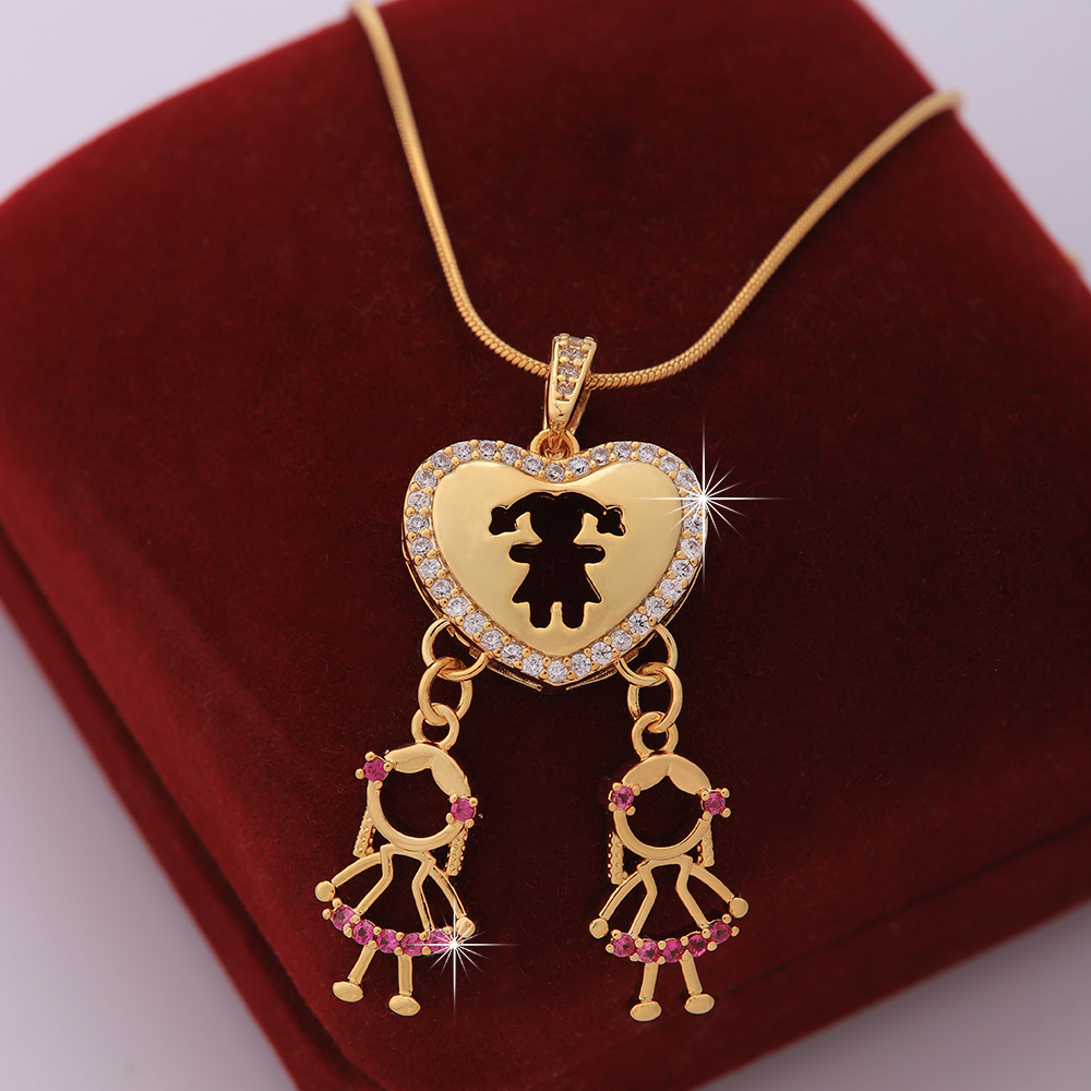 Hip-hop Punk Heart Shape Stainless Steel Copper 18k Gold Plated Zircon Pendant Necklace In Bulk display picture 8