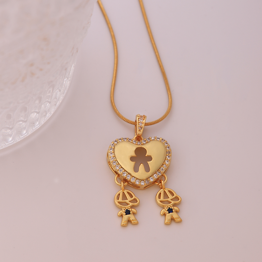 Hip-hop Punk Heart Shape Stainless Steel Copper 18k Gold Plated Zircon Pendant Necklace In Bulk display picture 1