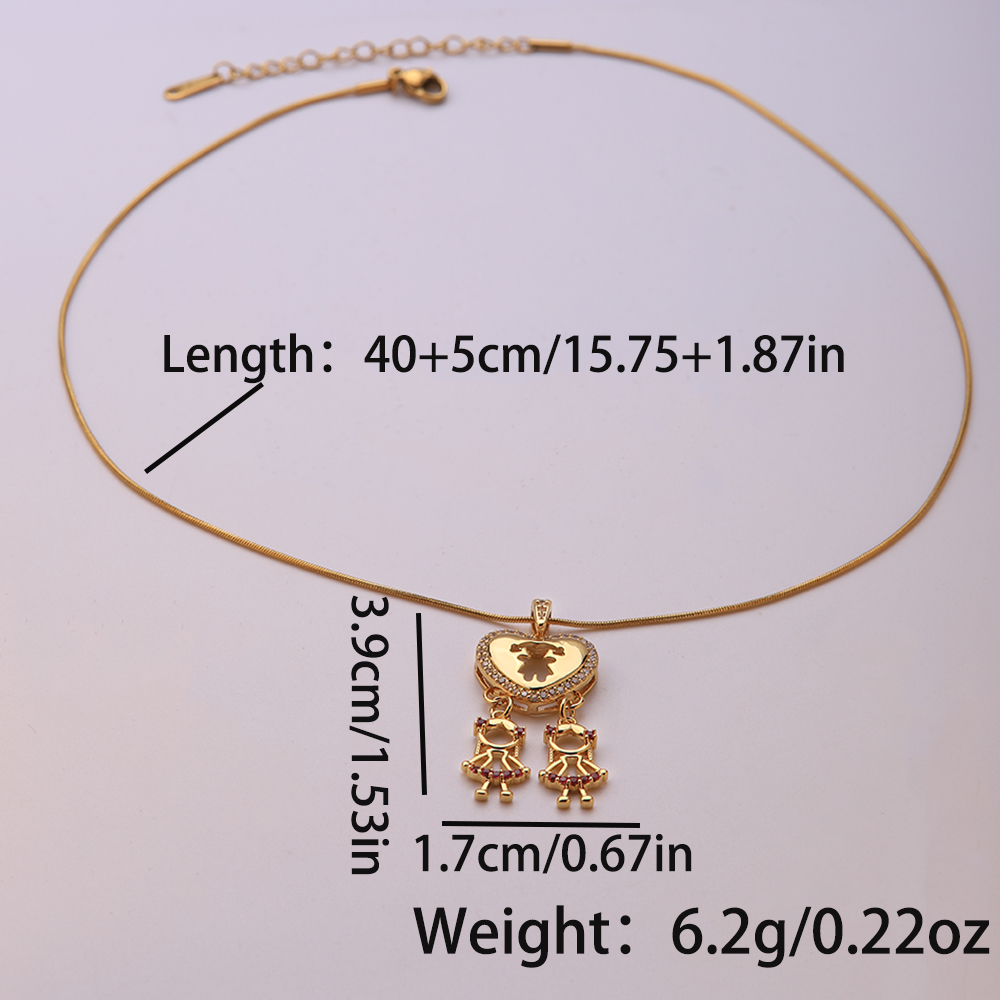 Hip-hop Punk Heart Shape Stainless Steel Copper 18k Gold Plated Zircon Pendant Necklace In Bulk display picture 4