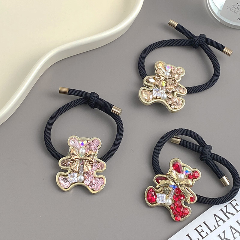 Women's Cute Bear Alloy Plating Inlay Rhinestones Hair Tie display picture 4