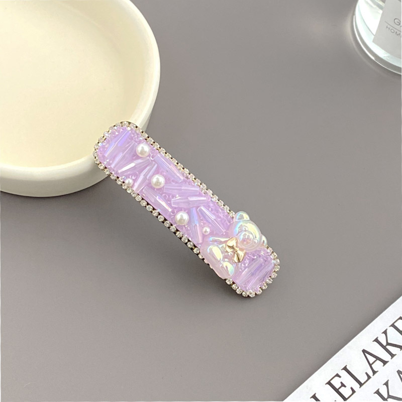 Women's Cute Classic Style Bear Alloy Inlay Artificial Crystal Artificial Pearls Hair Clip display picture 11